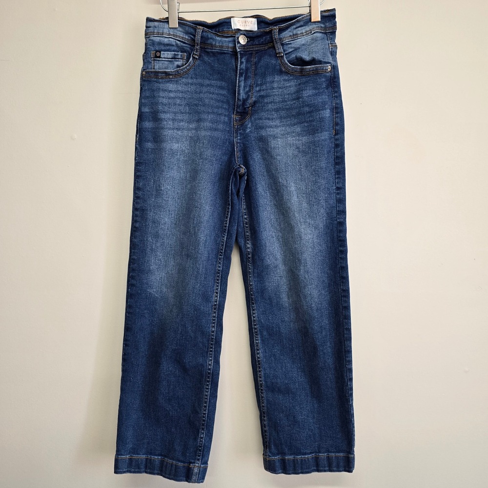 Curve Appeal Wide Leg Jeans Womens 6/28 Medium Wash High Rise Stretch Minimalist